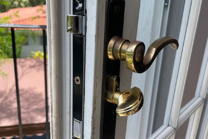 Pair of French doors with multi-point hardware on a Miami home