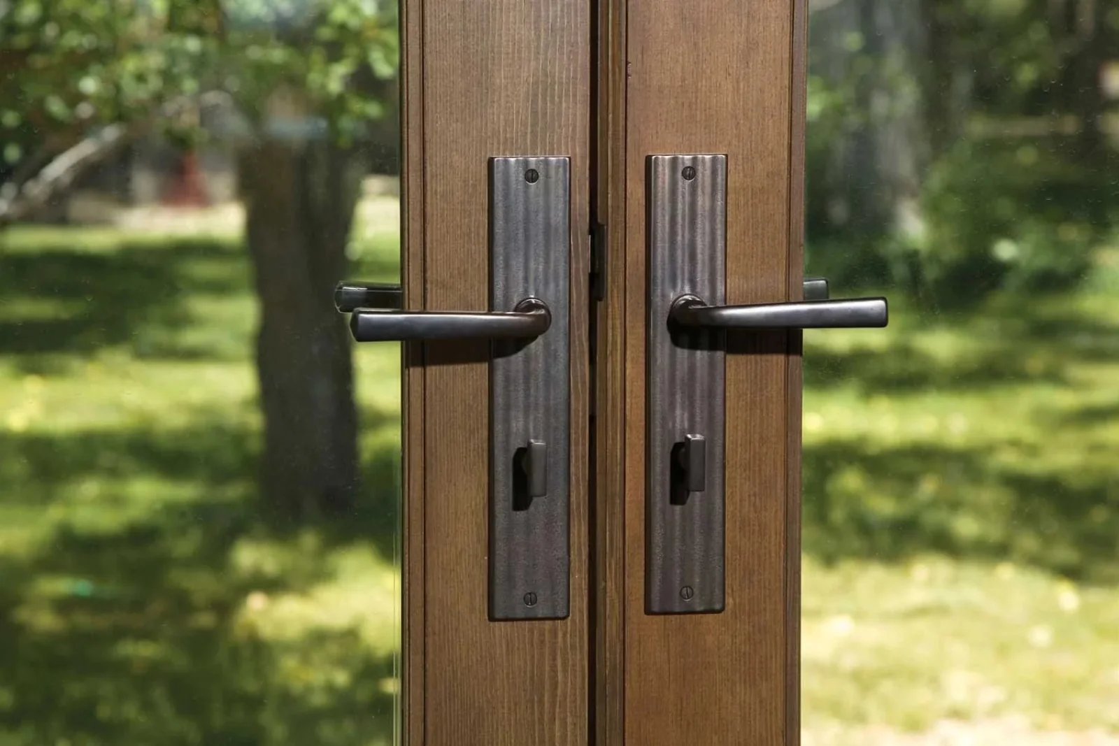 Close-up of a multi-point lock mechanism showing the locking points along the edge of a premium door